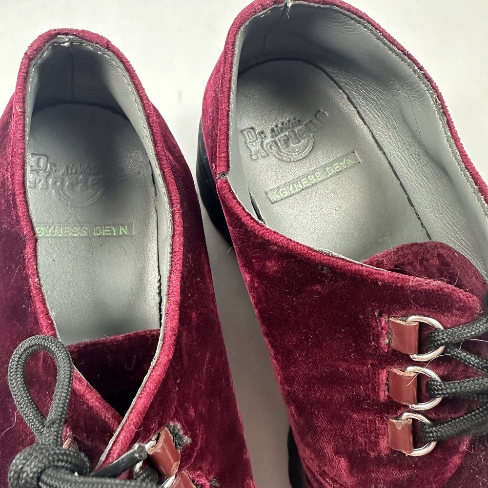 Dr Martens Aggy Creeper 1461 Red‎ Velvet Chunky Platform Boots Agyness Deyn 10 - Picture 11 of 12